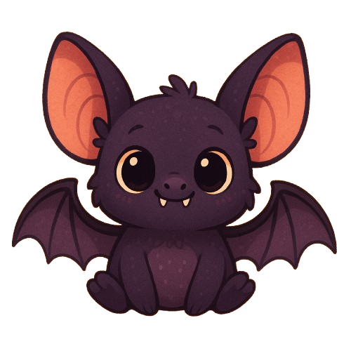 Pip the Batling sitting and grinning